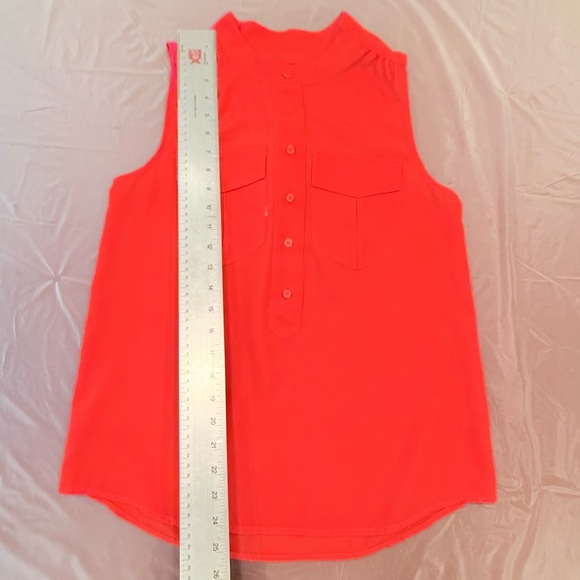 J. Crew Red Mandarin Collar Sleeveless Half Button Up Blouse Size 2/XS - Picture 7 of 7